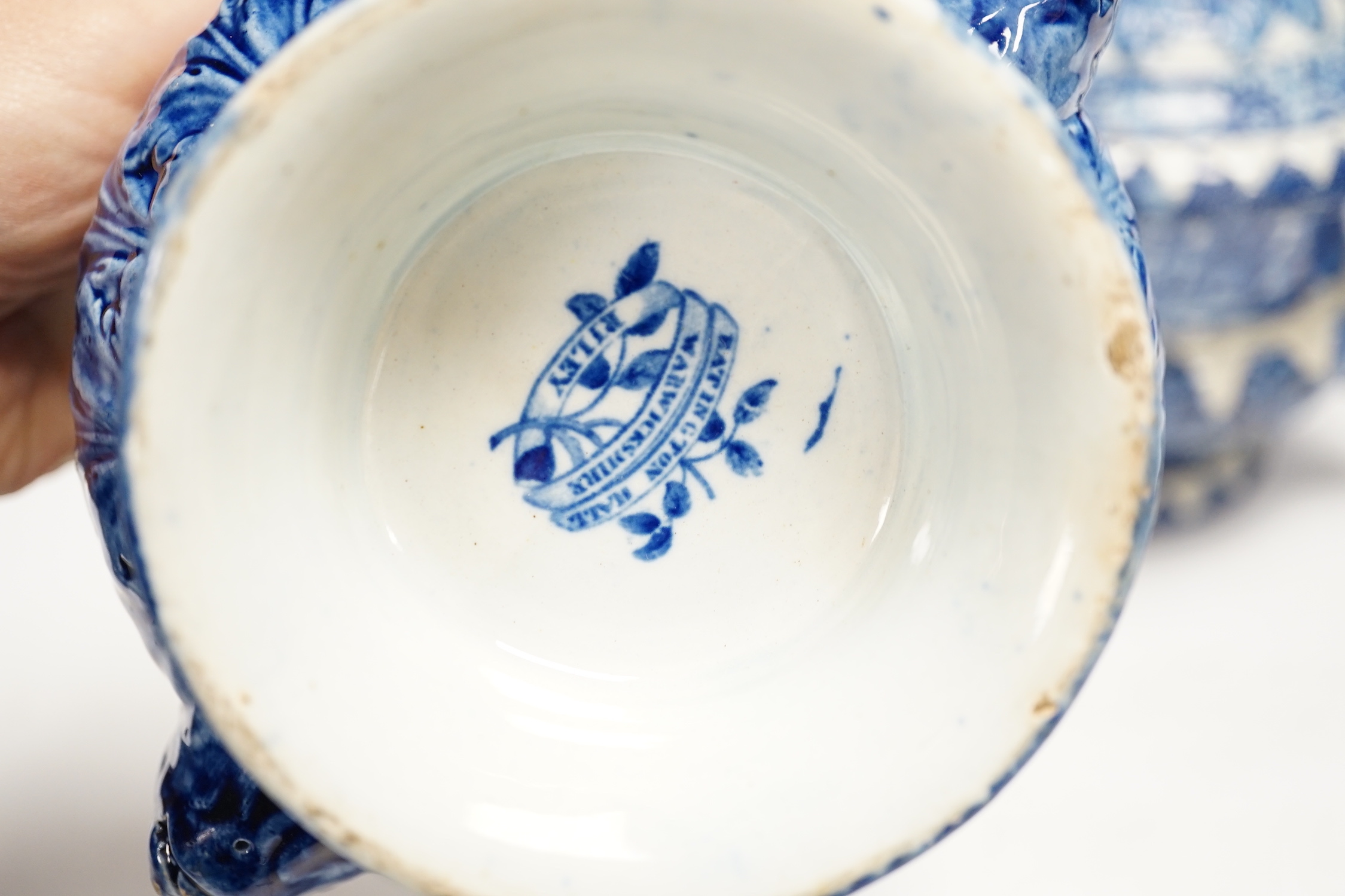'Eatington Hall. Warwickshire' pattern - a pair of Riley blue and white pearlware sauce tureens and covers, 16cm